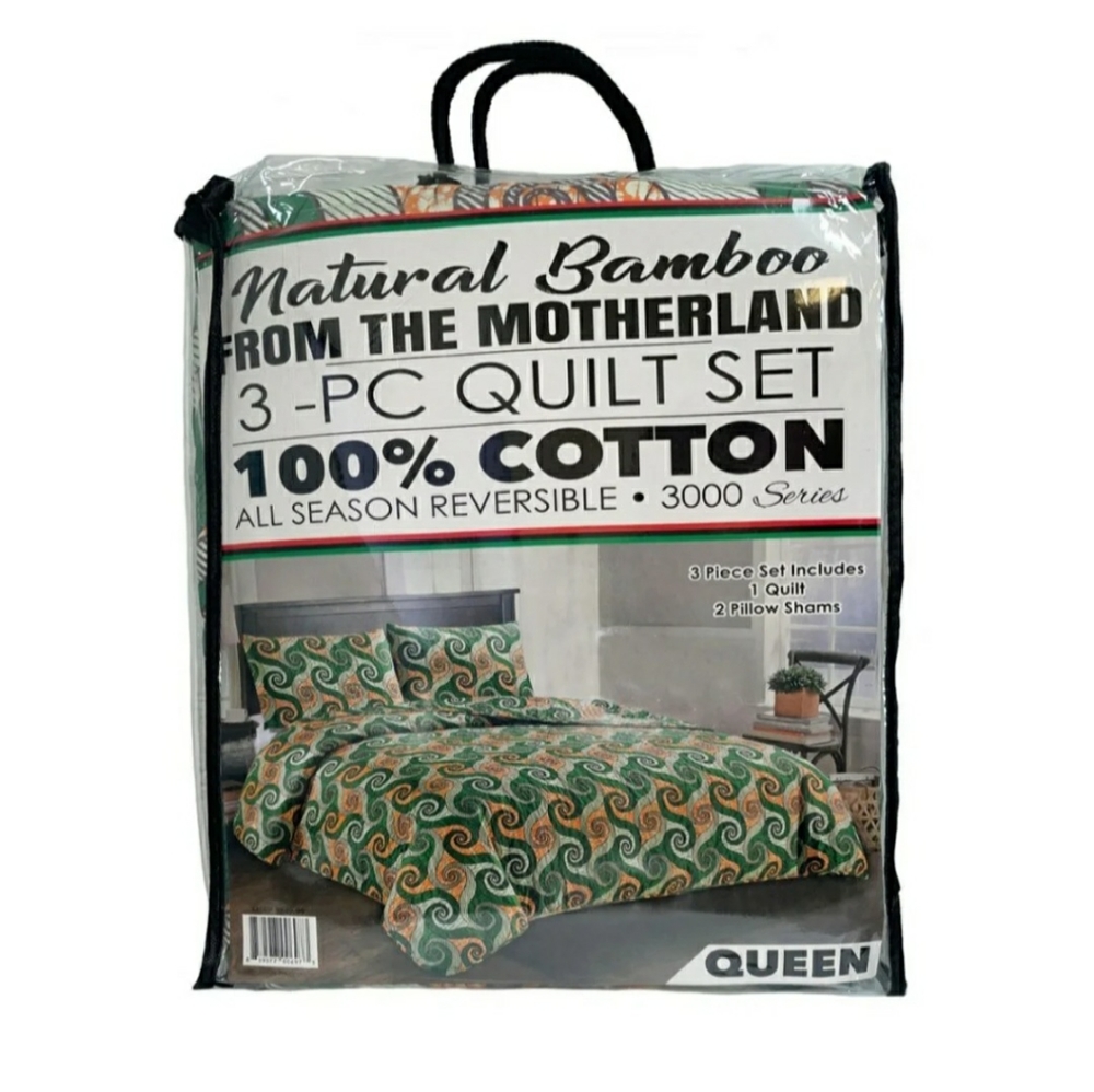 Bamboo 3 Pc. Reversible Quilt Set Size Queen